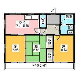 パラソルストリート本町 3DKの間取図画像