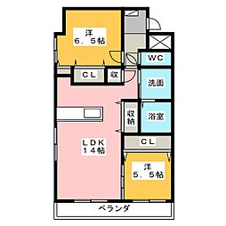 ダイヤモンドガーデン 2LDKの間取図画像