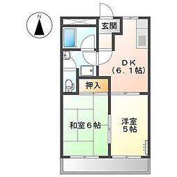 グランディール後藤2 2DKの間取図画像
