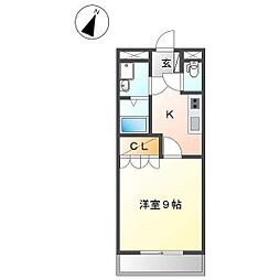 アドバンス藤 1Kの間取図画像