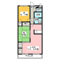 グリーンヒル岡弥2 2LDKの間取図画像