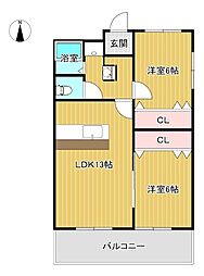 セイフティ日比野 2LDKの間取図画像