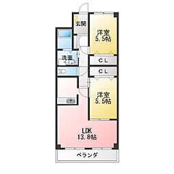 ガーデンシティ北名古屋 2LDKの間取図画像