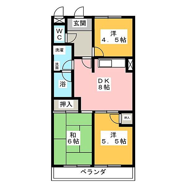 地蔵マンション ｜愛知県北名古屋市弥勒寺西１丁目(賃貸マンション3DK・4階・54.45㎡)の写真 その2