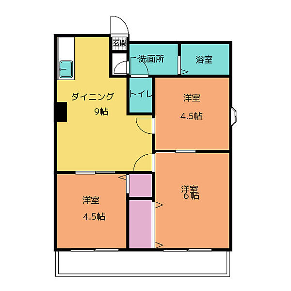 シャトー橘I ｜愛知県北名古屋市宇福寺天神(賃貸マンション3LDK・1階・52.06㎡)の写真 その2