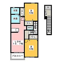 カルムメゾンI  ｜ 愛知県北名古屋市久地野牧野（賃貸アパート2LDK・2階・58.48㎡） その2