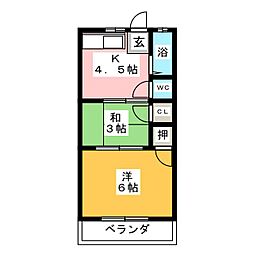 さつき荘 2Kの間取図画像