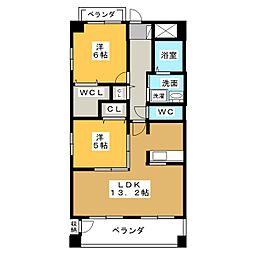 エスポワール 2LDKの間取図画像