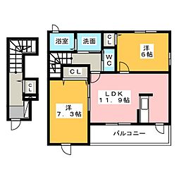 クレメント 2LDKの間取図画像