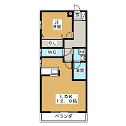 ブラウベルク 1LDKの間取図画像