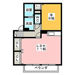 サニータウンB 1LDKの間取図画像