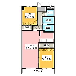 ベルウェイク 2LDKの間取図画像