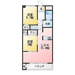 ガーデンテラス 2LDKの間取図画像