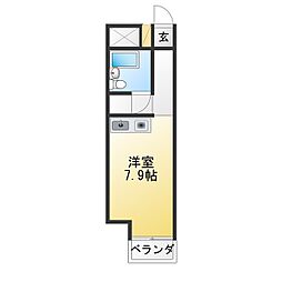 ステップ21 ワンルームの間取図画像