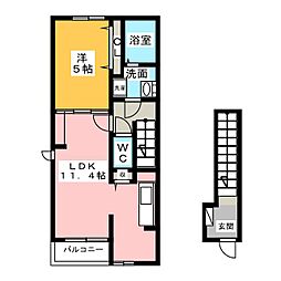 クレール・樹 1LDKの間取図画像