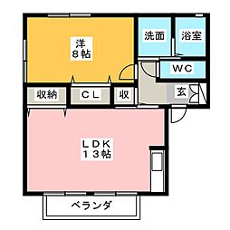 メゾンドール小烏B 1LDKの間取図画像