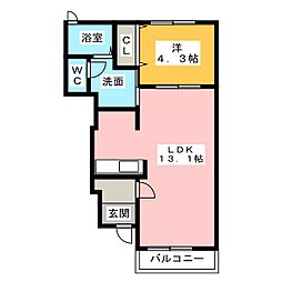 ブリーゼ・北 1LDKの間取図画像