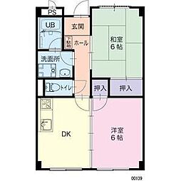 リンピア魚住 2DKの間取図画像