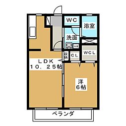 グリーンヴィラ 1LDKの間取図画像