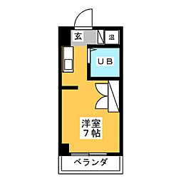 加島ハイツ ワンルームの間取図画像