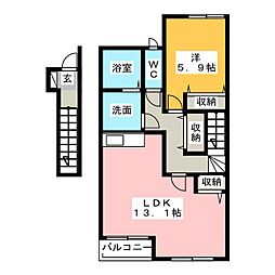 エバーハイツ 1LDKの間取図画像
