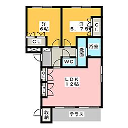 ルミナコートWEST 2LDKの間取図画像