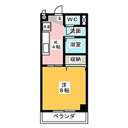 サープラスワン町田 1Kの間取図画像