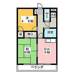 サンハイツ宮前2 2DKの間取図画像