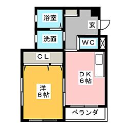ベルドミール 1DKの間取図画像