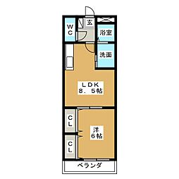 カームf本郷 1LDKの間取図画像