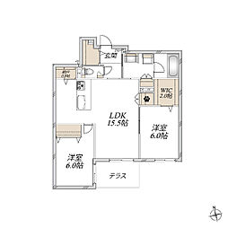 マンション大日 2LDKの間取図画像