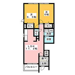 メゾン華3 2LDKの間取図画像