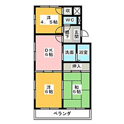 青山マンション 3DKの間取図画像