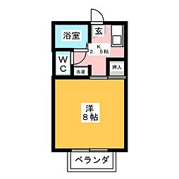 コーポラス宮西 1Kの間取図画像