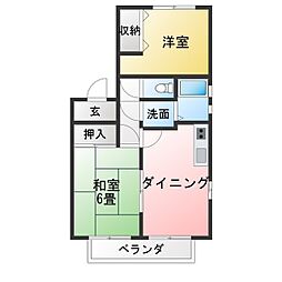 ヴィラ白山 2DKの間取図画像