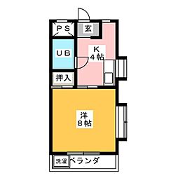 リバティハイツ 1Kの間取図画像