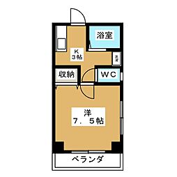 コーポユタカ 1Kの間取図画像