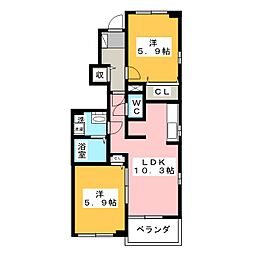 BULL・2 2LDKの間取図画像