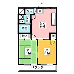 エンドレスコーポ 2DKの間取図画像