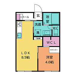 フレグランスベル西春 1LDKの間取図画像