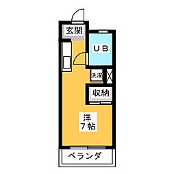 リバーサイドワン ワンルームの間取図画像