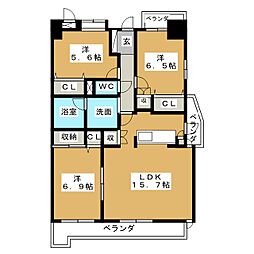 シンフォニー 3LDKの間取図画像