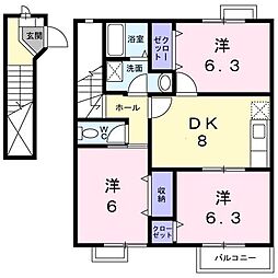 レジダンス野田 3DKの間取図画像