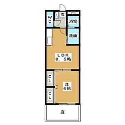 カームf本郷 1LDKの間取図画像