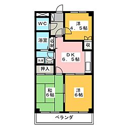 レジアスハイム遼仙II 1階3DKの間取り