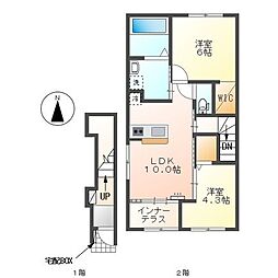 ハッピーウィン長尾 2LDKの間取図画像