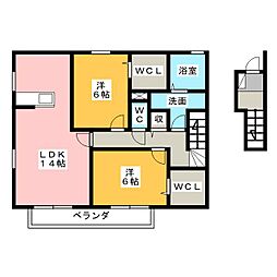 グラニュータウンD 2LDKの間取図画像