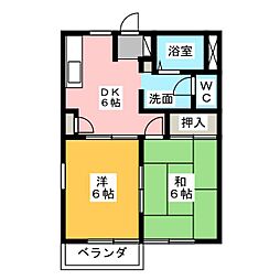 カーサ弥富A 2DKの間取図画像