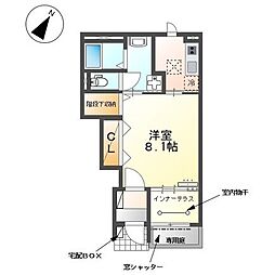 ラ・クレアージュ 1Kの間取図画像