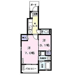 セシルパークB 2Kの間取図画像